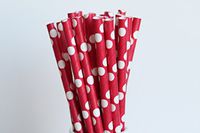 Red with White Polka Dot Paper Straws (75)
