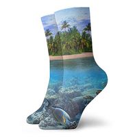 YIEOFH Turtle Fishes Tropical Island Maldives Novelty Boys Girls Fashion Cute Funny Casual Art Crew Socks
