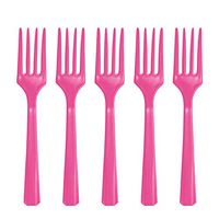 Premium Heavy Weight Plastic Forks | Bright Pink | Pack of 48 | Party Supply