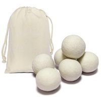6 Pack All Natural Organic Wool Dryer Balls XL Size - Reusable Chemical Free Natural Fabric Softener, Anti Static, Reduces Clothing Wrinkles and Saves Drying Time (White)