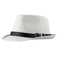 Meidexian888 Beach Hat for Women/Men,Unisex Summer Straw Structured Packable Sun Summer Beach Hat Cuban Trilby Hat (White)