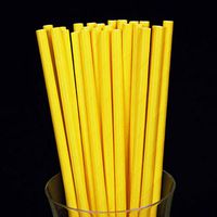 Goodjobb Fashion Solid Color Drinking Straws Disposable Paper Straws 25 Pcs/Set,Yellow
