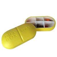 ROSENICE Pill Holder Case Medicine Pill Dispenser with Removable 6 Compartments for Outdoor Camping Travel (Yellow)