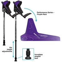 Smart Crutch Performance Series Forearm Crutch with Premium Spring Loaded Flextip, 15-90 Degree Rotation - 2 Adult Ergonomic Adjustable Walking Aids - Small, Purple Haze