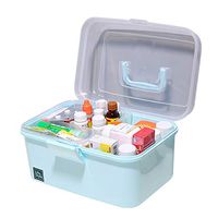 Family First Aid Box Medicine Box Organizer Plastic Child Security Storage Box Organizer Medicine Box Family Emergency Kit,Blue
