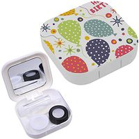 Portable Contact Lens Case Box Travel Kit Mirror + Bottle + Tweezers Container Holder [ Happy Birthday Bright ]