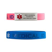 Divoti Deep Custom Laser Engraved Silicone Sport Medical Alert ID Bracelet- Lightweight/Simple/Easy/Comfortable-Red w/Free Engraving -PB -7.1"