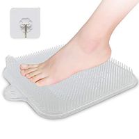 Shower Foot Cleaner Scrubber Massager with Non-Slip Suction Cups and Firm Bristles Design, to Increase Circulation, Exfoliation, with Adhesive Hook (Clear, 9.5 x 9.5 Inches) (Clear)