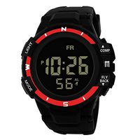 Fxbar,Brand Men Sport Watch Durable Rubber Strap LED Screen Digital Sports Watch(Red)