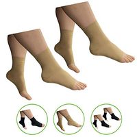 HealthyNees Ankle 15-20 mmHg Compression Leg Foot Swelling Wide Open Toe Sleeve (2 Pairs Beige, 4X-Large)