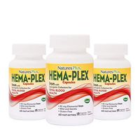 NaturesPlus Hema-Plex Capsules (3 Pack) - 85 mg Elemental Iron, 60 Vegetarian Capsules -Fast Acting Supplement for Total Blood Health - Gluten-Free - 90 Total Servings