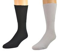 Sierra Socks Health Diabetic Wide Calf Cotton Crew Men's 2 Pair Pack (Shoe Size 6-12 1/2, Socks 10-13, White & Black)