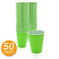 Amcrate Kiwi Green Colored 16-Ounce Disposable Plastic Party Cups - Ideal for Weddings, Party’s, Birthdays, Dinners, Lunch’s. (Pack of 50)