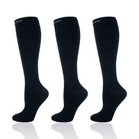Compression Socks for Women & Men, 20-30mmHg Compression Knee High Stockings for Running, Sports, Work, Nurse, Flight, Pregnancy(3 Pairs Black, L/XL)
