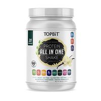 TOPBiT All-in-One Plant Protein Powder, Vanilla – Vegan Protein Powder, Sugar Free Protein, Stevia Free, Nut Free, Soy Free, 20g Protein Shake, Probiotics, BCAA, Greens, 1.8LB