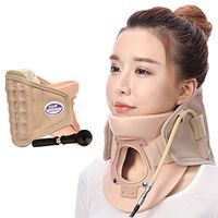 MYLW Cervical Vertebra Retractor Cervical Traction Device Inflatable Neck Brace for Home Traction Spine Alignment,Beige