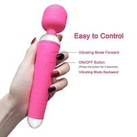 KISSKISSME 10 Speeds Multi-Speed Electric Massager Cordless Rechargeable Waterproof Silicone Therapeutic Massage Handle Hook Massager Wand for Body Relax (Pink)