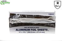 Premium Pre Cut Aluminum Foil Pop up Sheets 12" x 10-3/4" (400 Count) - Great for Restaurants, Lunch, Takeout, Togo, Sandwiches, Catering, Kitchen, Grill, Stove, Baking, BBQ, Disposable (2 Box's)