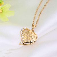 Zircon Filled Women Heart Shape Pendant Yellow 18K Gold Filled Necklace Prom Woman Pretty Simple Lovely Jewerly Womens Beads Comfortable Daily Amulet Style