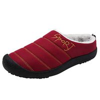 Theoylos Women's Winter Slippers Large Size Plus Velvet House Shoes Casual Indoor & Outdoor Warm Slippers Bedroom Shoes Wine