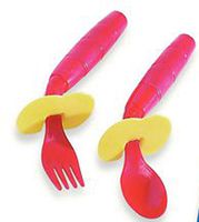 EasieEaters Curved Utensils Right-handed w/shield