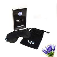 Eye Mask by KAYA with Natural Lavender and Clay Beads PLUS STORAGE POUCH - Microwavable HOT & COLD Aromatherapy Relaxation (BLACK)