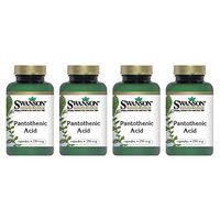 Swanson Pantothenic Acid (Vitamin B-5) Energy Metabolism Nerve Function Support 250 mg 250 Capsules (Caps) (4 Pack)