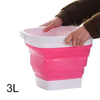 Aslion Collapsible Plastic Bucket Foldable Square Tub Portable Fishing Water Pail Outdoor (Red,3L)
