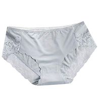 Theoylos Women's Underwear Mid Waist Cotton Briefs Ladies Breathable Ice Silk Underwear Soft Sexy Lace Panties Green