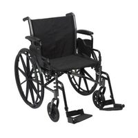 Lightweight 20" Wheelchair, Black, Detachable Flip Back Desk Arm, Swing Away Foot Rest, 300 Lb. Capacity