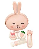 Silicone Contact Lens Case Set Cute Cartoon Pink Rabbit