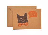 Polka Dot Bowtie Cat Stationery Note Card Set