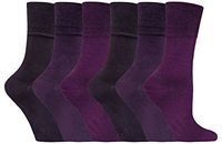Gentle Grip - 6 Pack of Ladies Diabetic Socks -5-9 us (Purple)