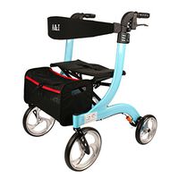 Walking aids YXGH@ Standard Walkers Multifunctional with Wheels Foldable Seat for The Elderly, Disabled People Walking Frames (Color : Blue)