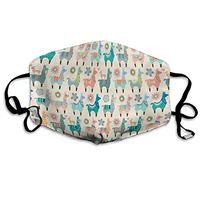 NiYoung Unisex Breathable Anti Dust Mouth Cover with Adjustable Earloop, Warm Windproof Reusable Washable Half Face Cover, Colorful Llama Fun