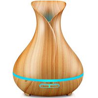 URPOWER Essential Oil Diffuser, 400ml Wood Grain Cool Mist Humidifiers Ultrasonic Aromatherapy Diffusers with 4 Timer Setting and High or Low Mist Output for Home Bedroom Baby Room Study Yoga Office