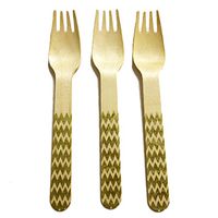 Perfect Stix Chevron Forks 158 36-Gold Printed Wooden Forks with Gold Chevron Pattern, 6" (Pack of 36)