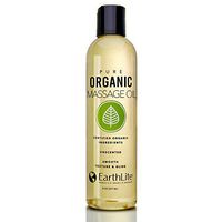 EARTHLITE Pure Organic Massage Oil - NEW 2019 - Chemical Free, 100% Certified Organic, Finest Quality for Therapists & Clients, Unscented, 8 oz, Gray