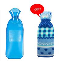 500ML 1000ML 2Sizes Available Long Style PVC Hot Water Bottle Hot Water Bag for Pain Cold with Cover Large Size (Color : Dark Blue, Size : 500ML)
