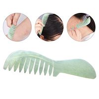 Herva Jade Hair Comb Gua Sha Scraping Massage Tool Comb Jade Stone Head Therapy Massage Hair Comb Scalp Massager Fits for SPA Acupuncture Therapy Trigger Point Treatment on Face Arm Foot
