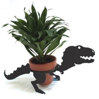 PotPals Planter Decor Plant Stand for 4-Inch Pot, Black, Tyrannosaurus DinoPals