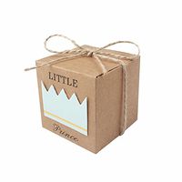 iMagitek 50 Pcs Baby Shower Favor Boxes + 50 Pcs Twine Bow for Little Prince, Candy Box Gift Bag for Baby Shower, Baby Boys Birthday Party