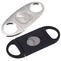ggudd Cigar Cutter Guillotine Stainless Steel Double Cut Blade 2 Pieces (Black-Silver, 4 x 9 cm)