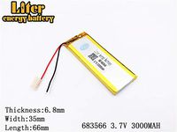 3.7V 1800mAh 683566 Lithium Polymer Ion Rechargeable Battery Lithium Polymer Li-Po Battery for MP4 GPS MP3 Bluetooth Stereo DIY Gift