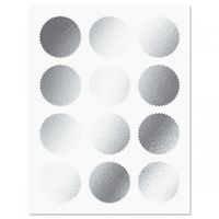 Silver Certificate Seals - Set of 36 Blank foil Stickers, 2" Across