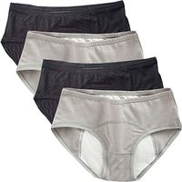 Okg Women Period Panties Menstrual Protective Underwear Teens Leakproof Brief Heavy Flow Postpartum Underwear (4 Packs:Black2+Gray2, US Size:XS/XXS(4))