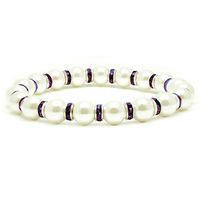 Accents Kingdom Women's Magnetic Hematite White Tuchi Simulated Pearl Bracelet with Simulated Amethyst Crystal, 7.5"