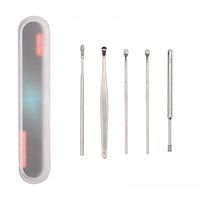 5pcs Ear Picker with Storage Box Stainless Steel Earwax Removal Kit Curette Remover Ear Pick for Ear Care Cleaning Tool