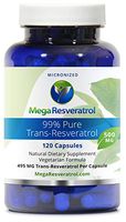Mega Resveratrol, Pharmaceutical Grade, 99% Pure Isolate, Micronized Trans-Resveratrol, 120 Vegetarian Capsules, 500 mg per Capsule. Purity Certified. Absolutely no excipients (aka Inactive Ingredients) Added