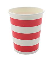 YouMeBest Disposable Paper Cups Striped Red 9oz 60Count